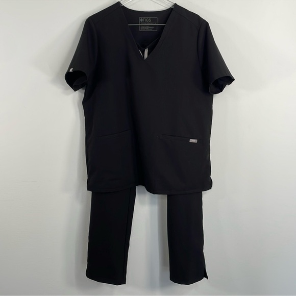 Figs Black Scrub Set Casma Top Sz XL/Yola Skinny Scrub Pants Sz L - Picture 1 of 1